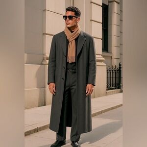 Loro Piana Mens Gray Long Overcoat 40R 100% Italian Cashmere Quiet Lux Old Money
